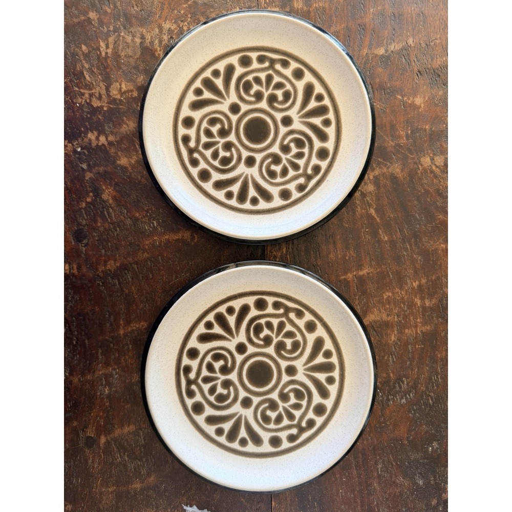 Vtg Noritake Folkstone TWO SANTA FE 6 1/2" Salad Plates MCM Brutalist Wall Decor